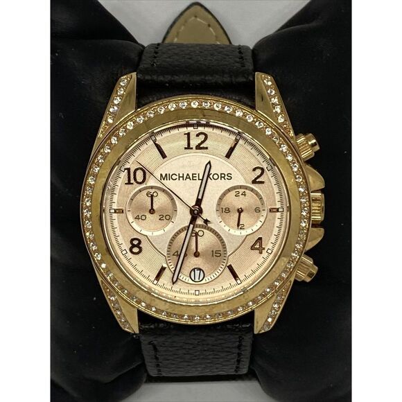 Michael Kors Blair MK5263 Women's Black Leather Analog Dial Quartz Watch EY188 - Picture 2 of 12